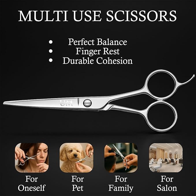 UM Supplies Scissors 6.5 | Premium Barber Shears For Hair Cutting | Multiple Purpose Cutting Scissors | Haircut Scissors For Salon I Women | Mens | kids I Pets
