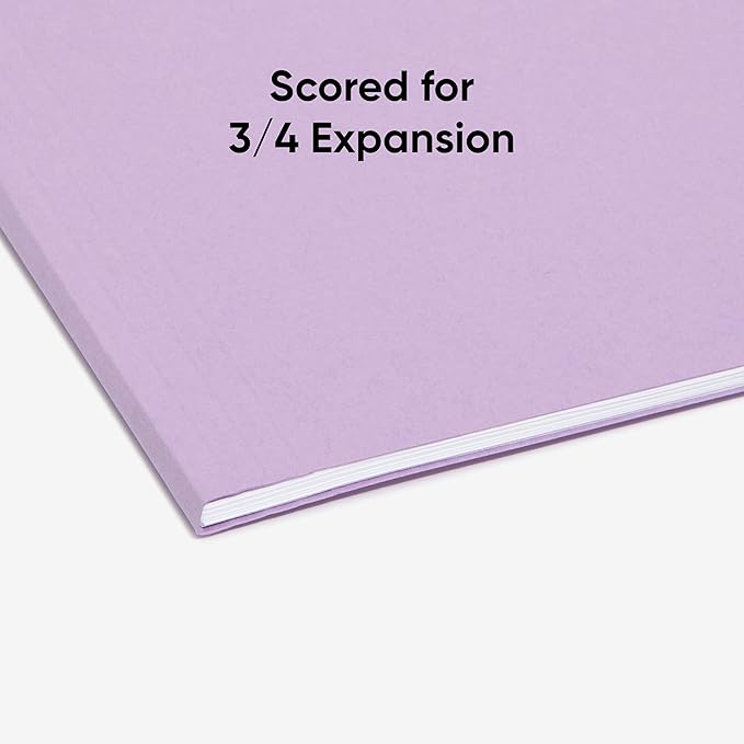 Smead Standard Hanging File Folders, 25 Count, Lavender, 1/5-Cut Adjustable Tabs, Letter Size (64064)