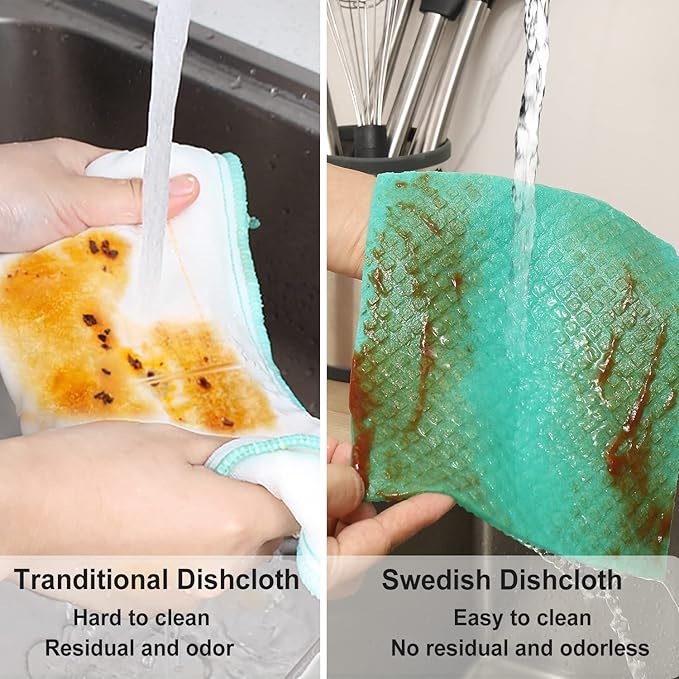 12 Packs Swedish Dishcloths for Kitchen, Reusable Paper Towels Compostable Swedish Dish Clothes for Kitchen and Household Use