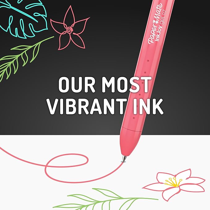 Paper Mate InkJoy Bright Pens, Gel Pens, Medium Point (0.7mm), Retractable, Assorted Brighter Colors, 6 Count