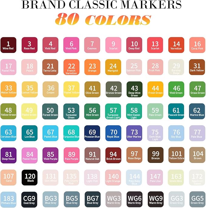 Alcohol Markers, 60 Dual Tip Permanent Art Markers for Coloring, Illustrations, and Sketching, Includes Case for Easy Storage, Alcohol, Based Ink Ideal for Book Painting and Card Making
