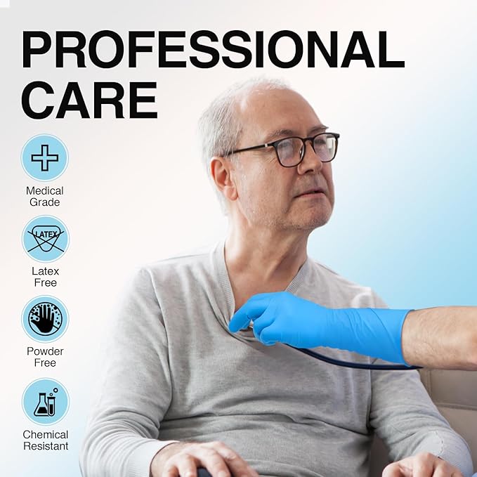 Schneider Nitrile Exam Gloves, Extended 12 Inches Cuff, Small, 4 mil, 50-ct Box, Gloves Disposable Latex Free, Powder Free for Medical, Food Prep, Cleaning, Cooking, Blue