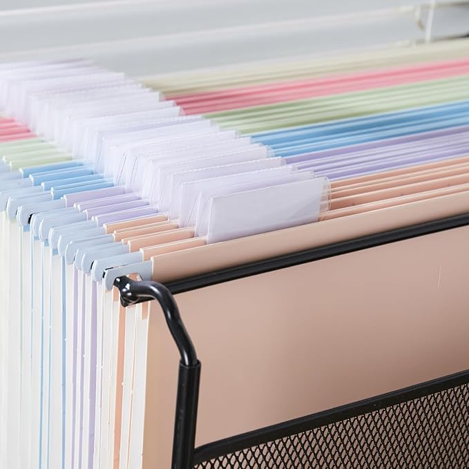 Y YOMA Legal Size - 24 Pack Colored Hanging File Folders Decorative Hanging Folder Cute Pretty File Folder for Filing Cabinet Office Home with 1/5-Cut Adjustable Tabs, Soft Color