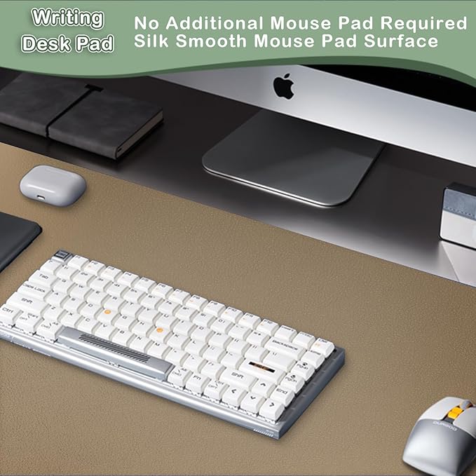 Boutilon Leather Desk Pad Protector,Non-Slip Mouse Pad,Laptop Desk Pad,Office Mouse Mat,Waterproof Leather Desk Blotter,Desk Writing Pad for Office and Home (S-Dark Apricot,24"x 14")