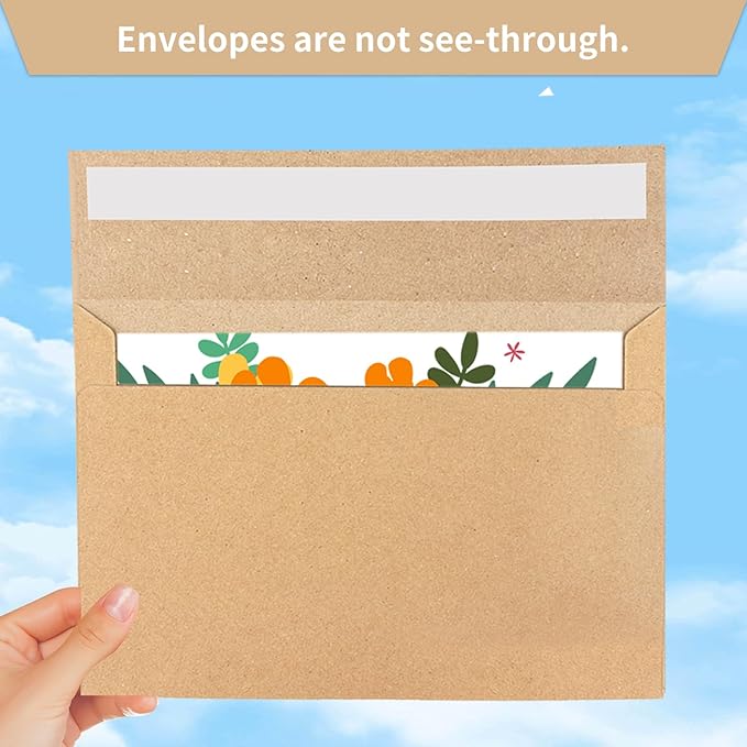 A7 Envelopes, 100 Packs 5x7 Envelopes for Kraft Paper Envelopes, Greeting Cards, Mailings, Printable Invite Envelope, Wedding, Party, Photos, Postcards, Standard Letter Size 5" x 7" Envelopes,