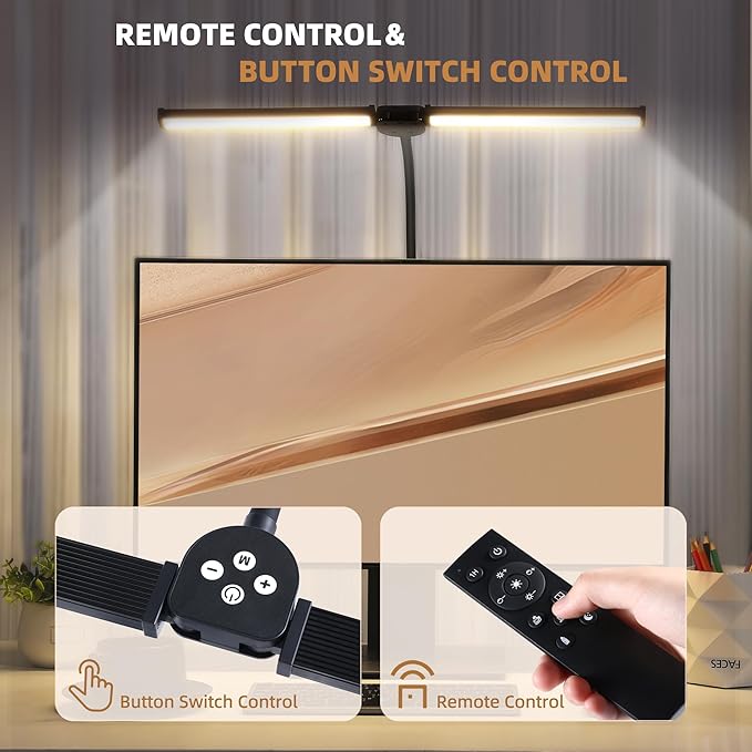 Led Desk Lamp for Home Office, Eye-Care Architect Light with Clamp, Smart Double Head Computer Monitor Table Clip Lamp, Adjustable Flexible Gooseneck, 25 Lighting Models, Task Lamp, White and Sliver