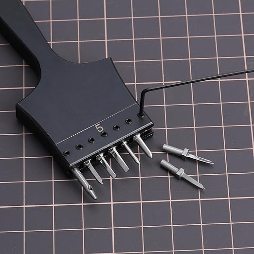 WUTA Removable Leather Hole Punch,Versatile Leather Stitching Punch,Leather Hole Punch Tool Set,Leather Stitch Punch for Leather Stitching Punch Craft DIY（Adapter-5mm 2hole）