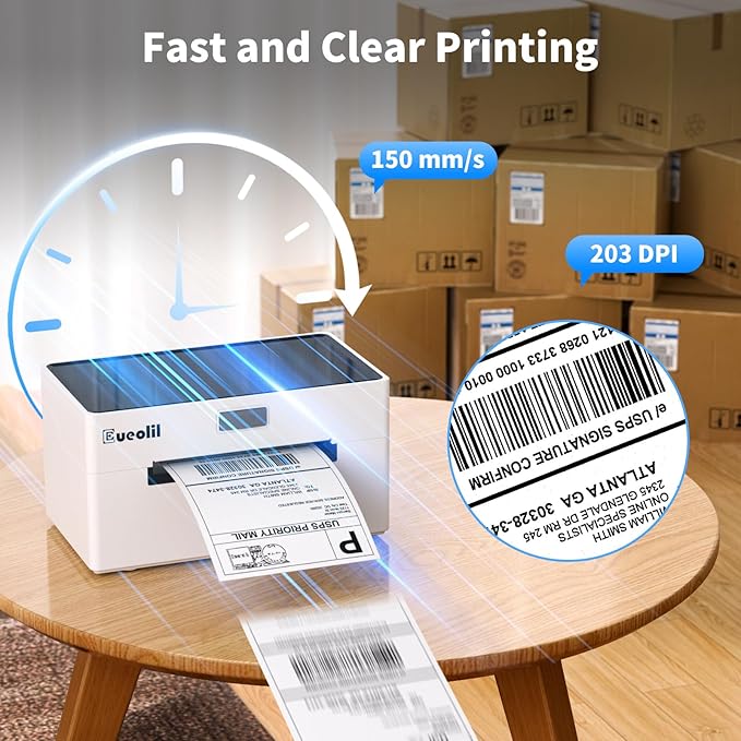 Bluetooth Thermal Label Printer Compatible with Android、iOS、Windows＆Mac,Maximum Support 4×6 Thermal Label Paper,Widely Used for Home＆Small Businesses and Shipping Label