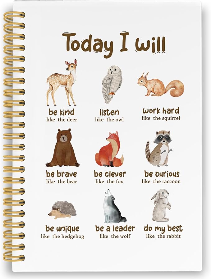 XPH Inspirational Animals Spiral Notebook, Motivational Journaling Notebooks for Note Taking, Animal Hardcover Journal for Writing 160 Pages 5.5 x 8.3 Inch, Positive Affirmation Gifts for Women Men