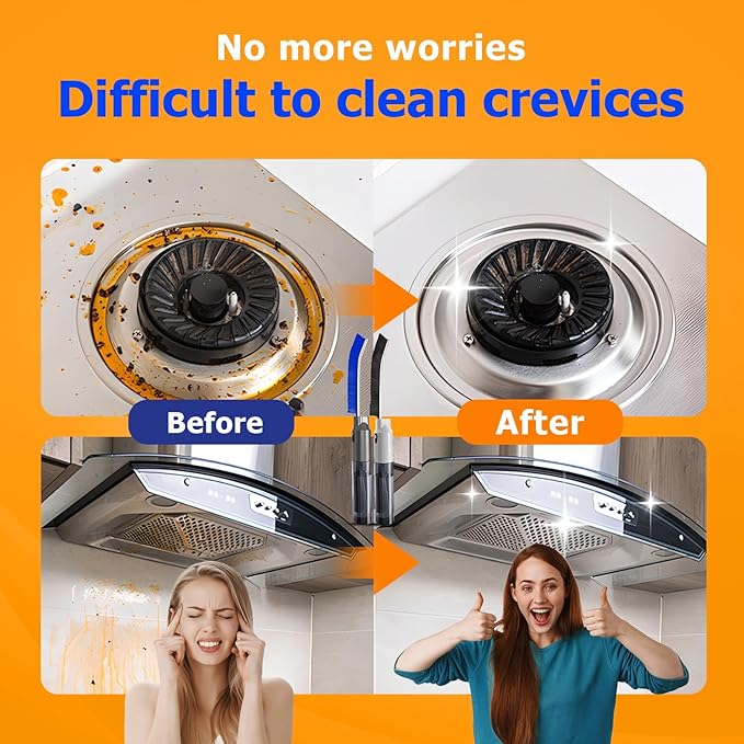 Crevice Cleaning Brush, 2025 New Crevice Cleaning Scrub Brush, Multi-purpose Grout Brush for Bathroom, Durable Sink Cleaning Tool for Kitchen, Portable Toilet Cleaning Brush for Home Users (Black-2pc)