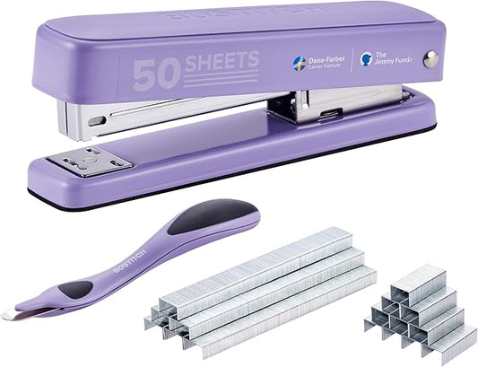 Bostitch Titan Heavy Duty Metal Stapler, 50 Sheet Capacity with 1250 Staples and Ergonomic Staple Remover, Jam Free Stapling, Full Strip Stapler for Desk, Office and Classroom, Purple
