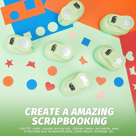 UCEC Hole Punch 1 Inch Craft Hole Punch Shapes, 36 Pieces Hole Puncher for Crafts Set with Craft Paper Cardstock, Mix Shape Designs Hole Puncher for Kids for Crafting Scrapbooking