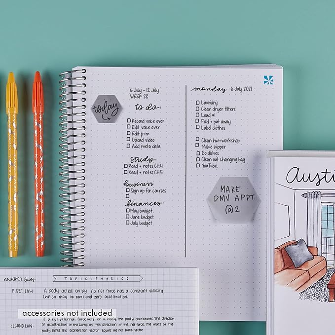 Erin Condren 7" X 9" Spiral Bound Dotted Grid Notebook - Groovy Blooms - 5Mm Dot Grid, 160 Pages Writing, Drawing & Art Notebook, 80Lb Thick Paper