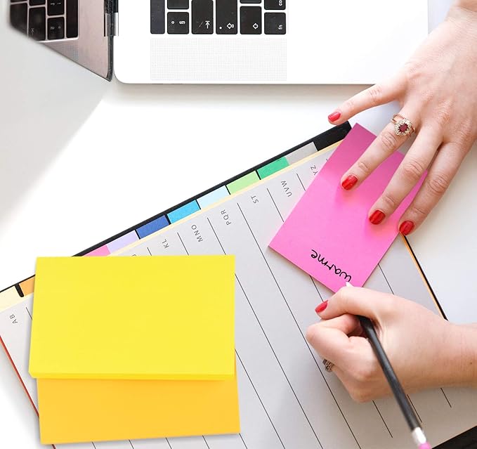 Large Sticky Notes,1200 Sheets Memo Pads,3 x 5 in Bright Colored Note Pads,Clean Removal Super Self-Stick Notes,12 Colors Notepads,Pastel Ruled Post Stickies for Office,Home,School Supplies