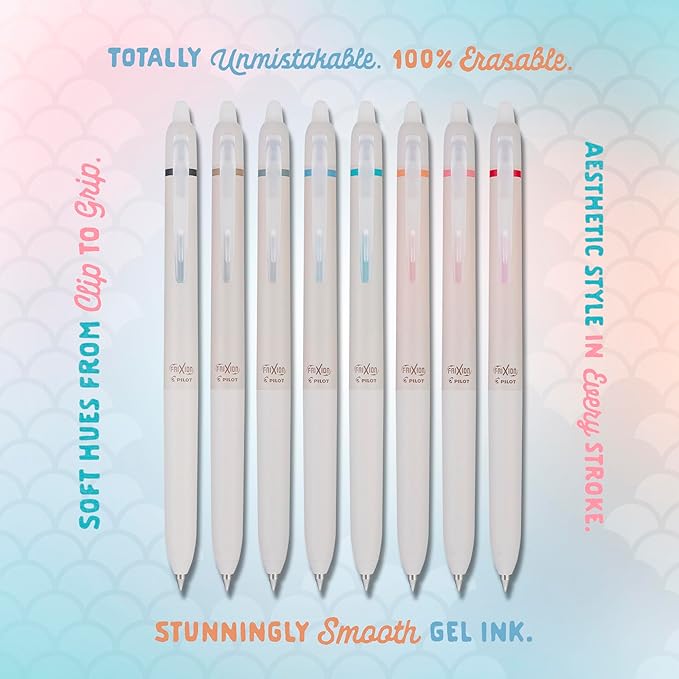 PILOT FriXion Waai Erasable Gel Pens, 8-Pack Pouch, Extra Fine Point 0.5 mm, Assorted Colors, FriXion Erasable Pens 0.5 - Ideal for School, Journaling & Office Writing