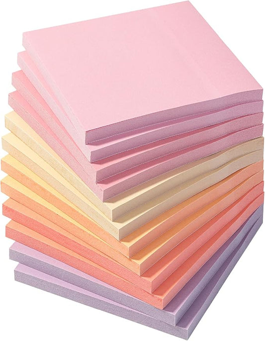 Mr. Pen- Sticky Notes, 3”x3”, 12 Pads, 600 Sheets, Colorful Sticky Notes 3x3, Sunset Sorbet