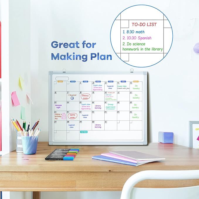 maxtek Dry Erase Markers Ultra Fine Tip, 0.7mm, Low Oror, Extra Fine Point Dry Erase Markers for Planning Whiteboard, Calendar Boards, 6 Count