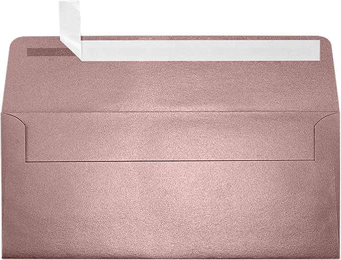 LUXPaper #10 Business Envelopes | Peel & Press | 4 1/8" x 9 1/2" | Misty Rose Metallic | 84lb. Text | 500 Qty