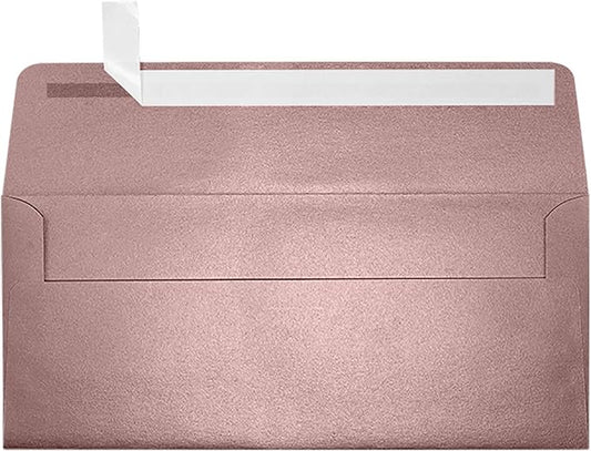 LUXPaper #10 Business Envelopes | Peel & Press | 4 1/8" x 9 1/2" | Misty Rose Metallic | 84lb. Text | 500 Qty
