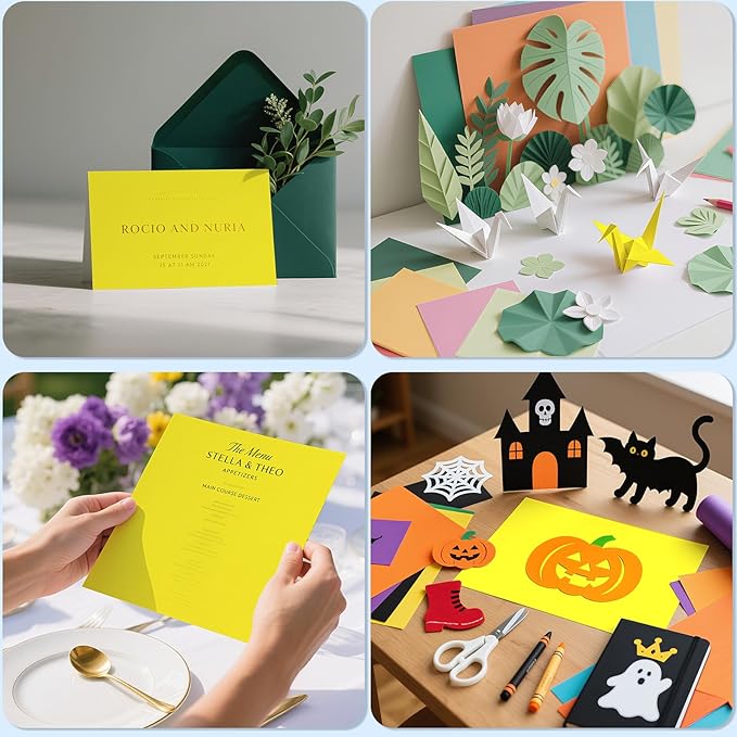 160 Sheets Cardstock Paper 8.5 x 11 Heavyweight Weight 200gsm Yellow Card Stock Paper Printing, Crafts, Invitations | Smooth Printer Cardstock Paper | Bulk Construction Paper DIY & Professional Use