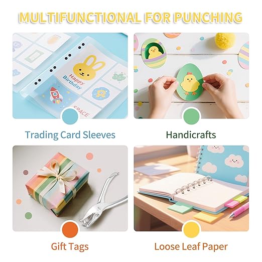 2 PCS Hole Punch,1/4 Inch Single Hole Puncher with 8-Sheet Capacity,Durable One Hole Paper Punch,Create Circle Hole Punch for Crafts,Gift Tags,Tickets & Scrapbooks by YUIOASE