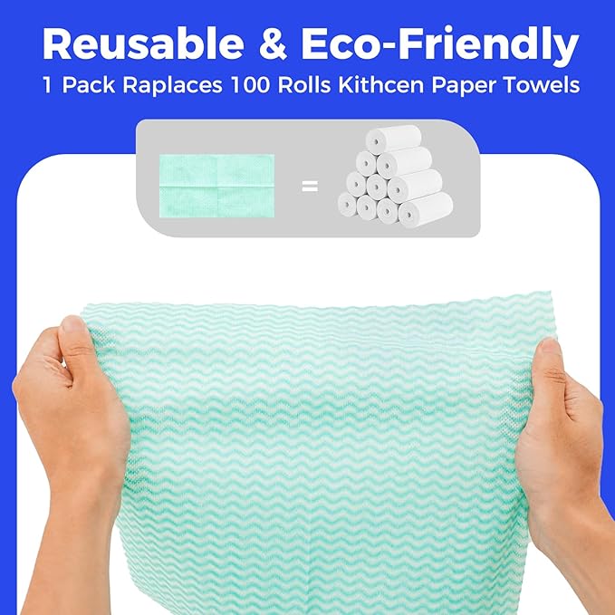 Reusable Cleaning Towels Handi Wipes Reusable Cloths Disposabel Dish Cloths Dish Towels Dry Handy Wipes Big Durable Absoebent 40 Count, Blue
