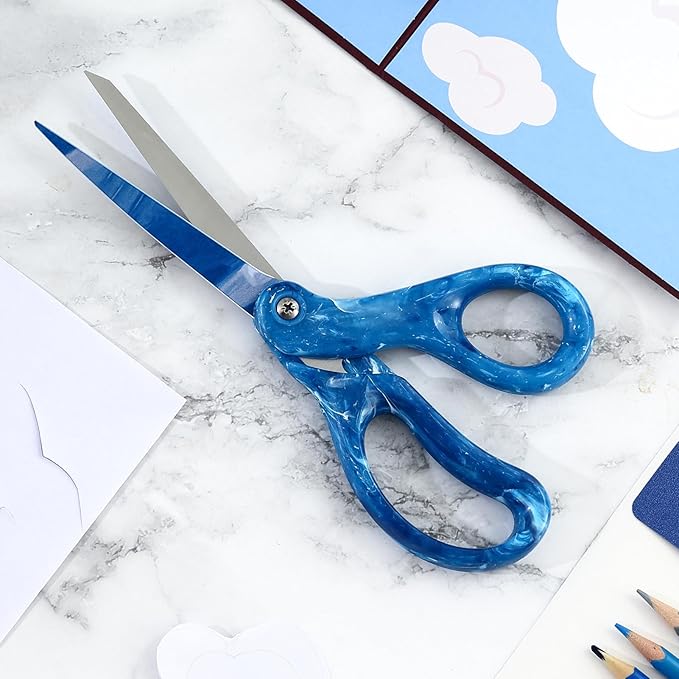 LIVINGO Scissors All Purpose - 8" Sharp Heavy Duty Shears for Office Crafting DIY Cutting Paper, Fabric, Stainless Steel, Comfort Grip, Gradient Blue