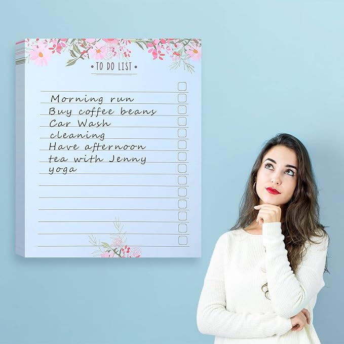 300 Sheets to Do List Notepad Daily Checklist Sticky Notes Cute Undated Memo Pad Color Block to Do Note Pad Weekly Plan Agenda and Organizer Planners for College(Bloom Style,10.5 x 8.5 Inch)