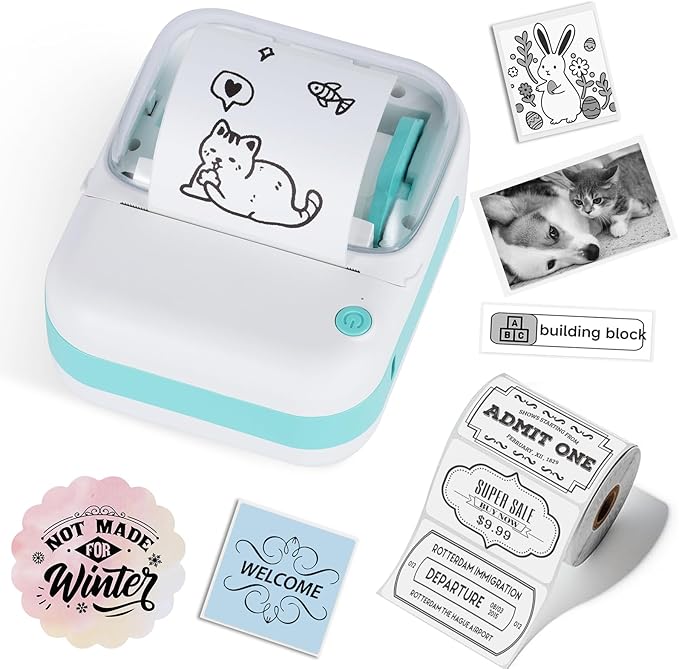 cudinham B3 Label Maker, Bluetooth Thermal Label Printer with Printing Paper, Portable Mini Sticker Printer Supports 12-57mm Papers for Notes, Home, Office, Photos, Compatible with iOS & Android
