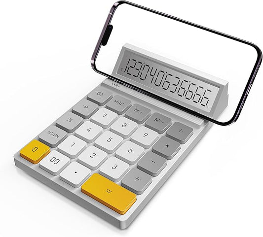 12 Digits Desktop Calculator with Large LCD Display and Sensitive Button, for Home, Office, School, Class and Business, 4 Function Basic Calculators for Desk