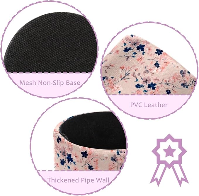 Leather Pen Holder for Desk Pink Floral Pencil Cup Desktop Organizer Makeup Brush Holders Office Supplies for Home, Kids & School