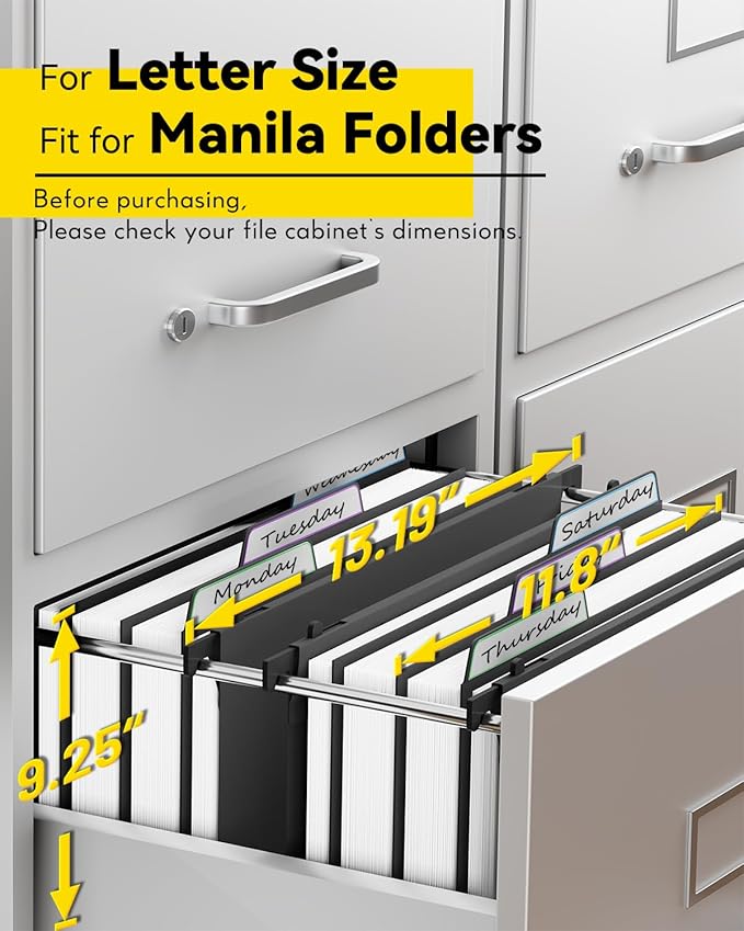 Ansook Plastic Large Capacity Hanging File Folders Letter Size,Heavy Duty 4" Expandable File Folder with Movable Dividers,6 Pack File Cabinet Folders with Tabs,Hanging Folder Organizer for Home Office