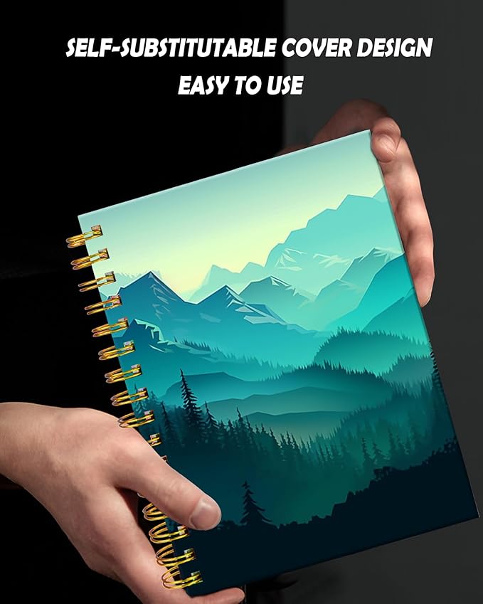 Spiral Journal Notebook for Women,A5 College Ruled Notebooks 6"x 8.4", 120 Pages Lined Journal with Premium Thick Paper,Perfect for School Office Home Gifts(Mountains Forest)