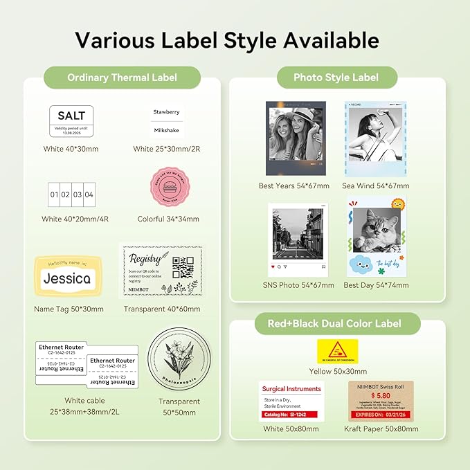 NIIMBOT B21 Pro Sticker Printer, 300DPI, Fun APP, Portable Inkless Label Printer, Bluetooth Sticker Maker for DIY Crafts, Notes, Scrapbook, Photo, Custom Labels & Gifts,Home Organization (Green)