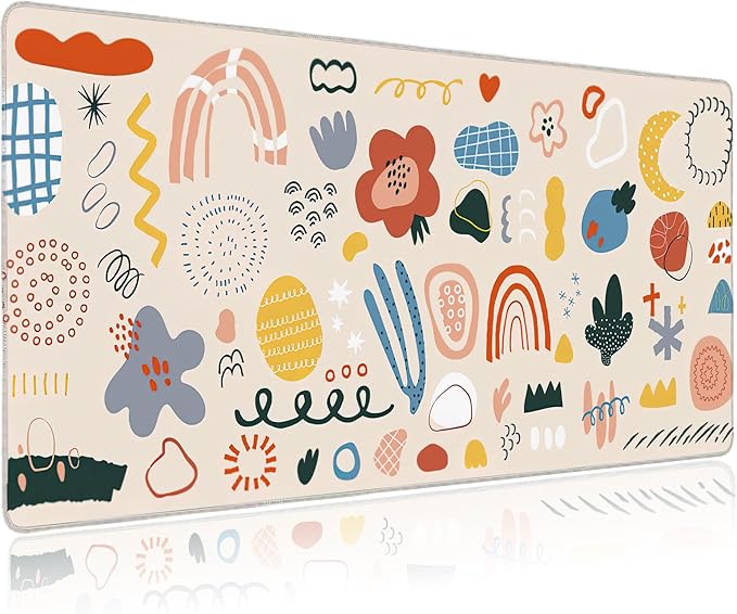 Large Mouse Pad Creative Cartoon Doodle Extended Gaming Mouse Pad Desk Mat Stitched Edges Mousepad Non-Slip Rubber Base Keyboard Pad for Laptop Computer PC 35.4 x 15.7 inches