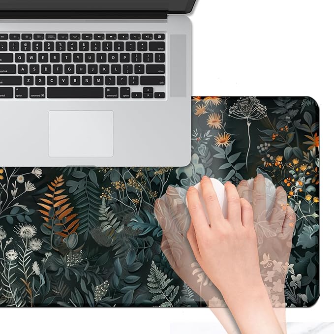 Floral Large Desk Mat 31.5 x 15.7 inch, Waterproof Extended Gaming Mousepad XXL, Aesthetic Flowers Desktop Mat, Non-Slip Keyboard and Laptop Pad, Computer Writing Mat for Home Office Accessories