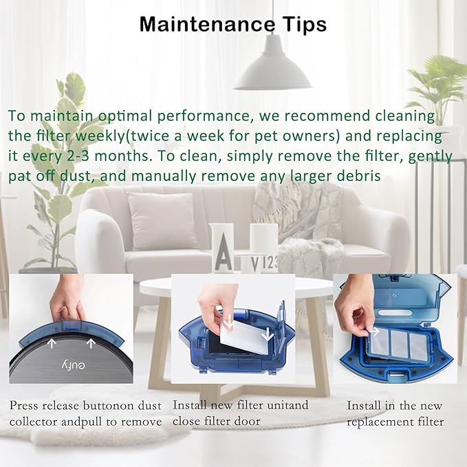 Replacement Parts Accessories Kit for eufy robovac 11S, 12, 15T, 15C, 25C, 30, 30C, 35C Slim Carpet Robotic Vacuum, 1 Roller Brush, 4 Filters, 4 Side Brushes, 1 Pre Filter, 1 Cleaning Brush