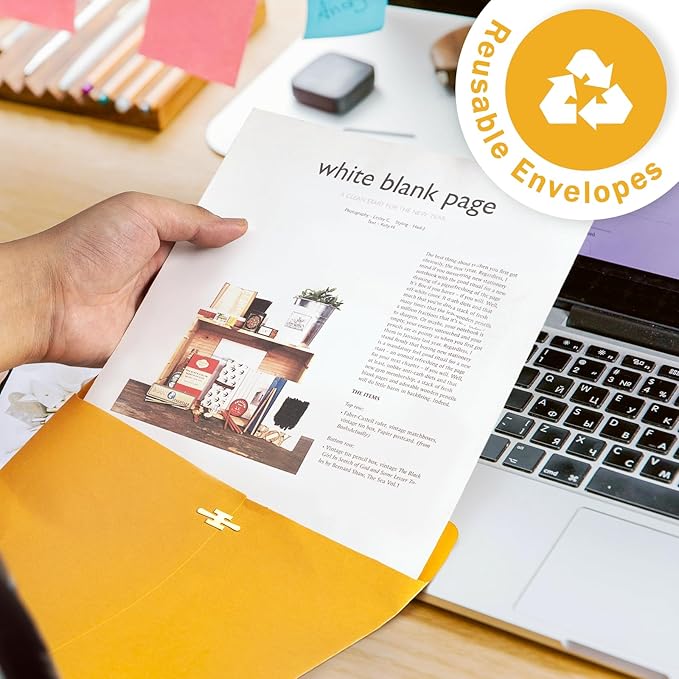 20 Pack Clasp Envelopes 9 x 12, 100 GSM Heavy Paper, Goefun Large Yellow Manilla Envelopes 9 x 12 with Clasp Closure and Gummed Seal