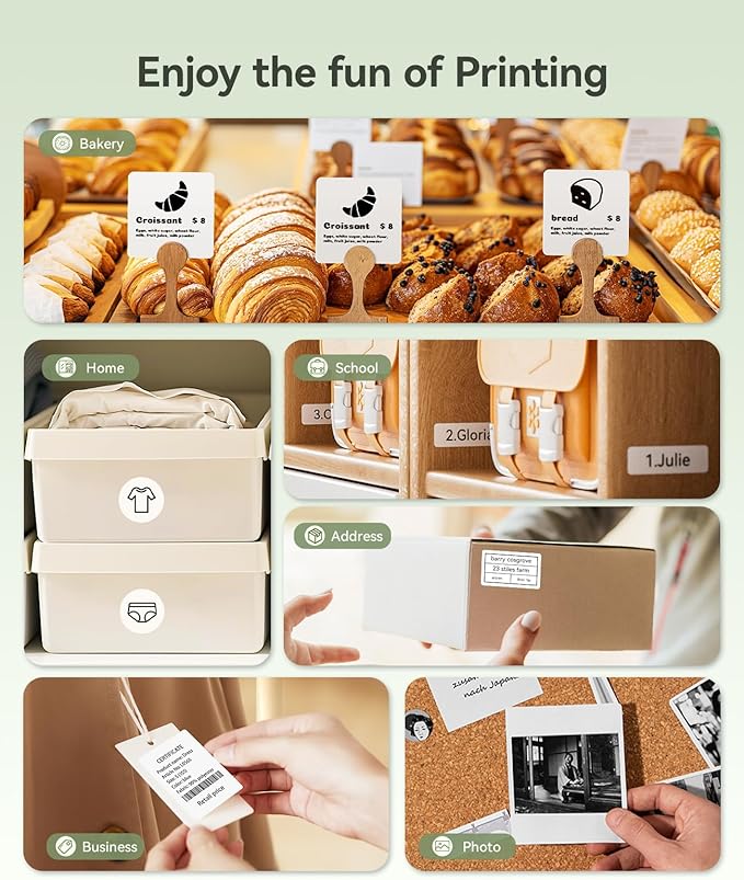 NIIMBOT B21 Label Maker Inkless Bluetooth Label Printer, 2 Inch Portable Thermal Sticker Machine for Small Business, Address, Logo, Clothing, Mailing, Candles, Jewelry, Sticker Printer for Gift, Green