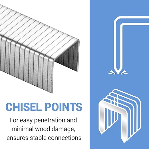 meite T50 Staples, 1/4 Inch Heavy Duty Staples for Staple Gun, Galvanized 20 Gauge 3/8 Inch Crown Staple for Upholstery, Construction, Furniture (1 Case)