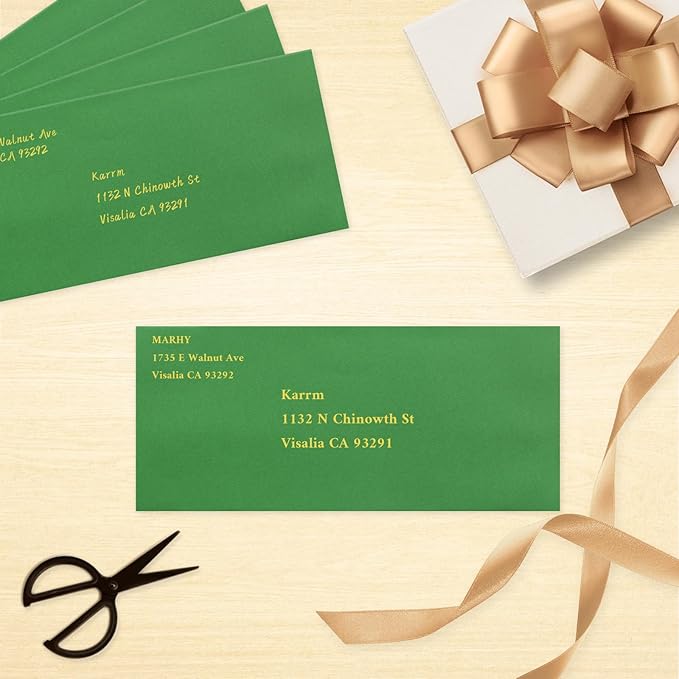 200 Pack #10 Business Envelopes, Green Standard Envelopes Self Seal, Letter Size Mailing Envelopes for Checks Letters Invoices Statements Birthday Graduation Wedding, 4 1/8 x 9 1/2 Inch