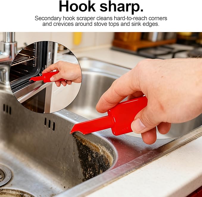 Kitchen Deep Cleaning Tool Kit, 2-Cut Cleaner with Dual Colors - Colored Handle for Stove/Grout/Desktop Crimps, Perfect for Kitchen and Home deep Cleaning