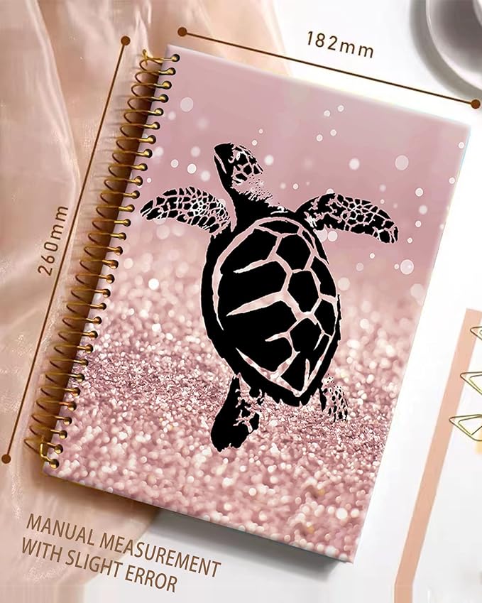 iampanda Spiral Journal Notebook,Colorful Glitter Turtle Strong TwinWire Binding with Premium Paper for Girl Women,60 Sheets A5 College Ruled NotebookJournal,Perfect for School Office Home
