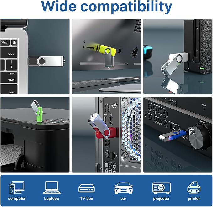 USB Flash Drives 1GB 20 Pack, Wooolken USB 2.0 Thumb Drives with Keychains Memory Stick USB Drive Pendrive for PC Laptop Computer (Black)