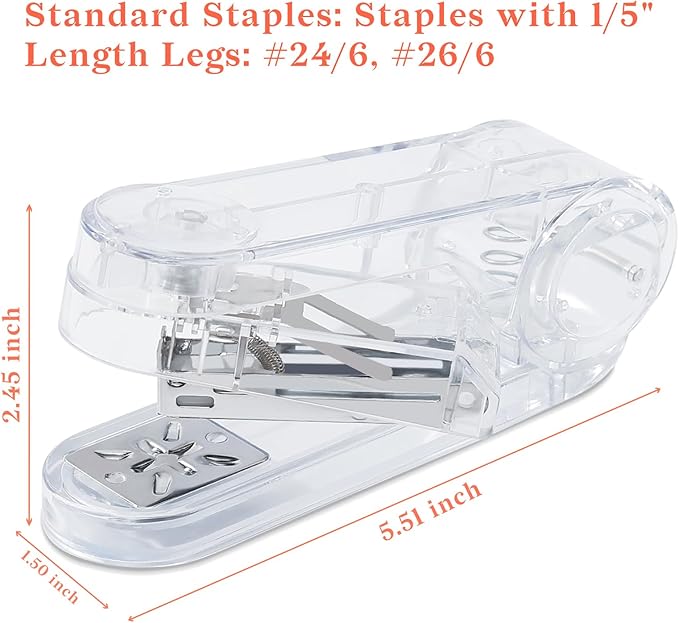 Temiary Swing-Arm Swivel Stapler with 400 Staples, 360 Degree Rotate Desktop Staplers for Booklet or Book Binding, 25 Sheet Capacity for Desk Classroom Office Supplies (Transparent)