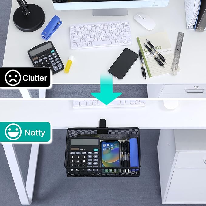 Clip-on Drawer organizers, desk organizer,can be clipped around the table to store small items. (Black - Big), Bronze Gold