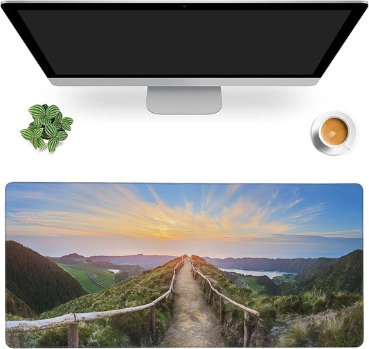 MIOAOSRT Mouse Pad,Mountain Landscape Ponta Delgada Extended Gaming Mouse Pad,Large Non-Slip Rubber Base Mousepad with Stitched Edges,Waterproof Mouse Mat Desk Pad for Office Game Home 35.4x15.75 in