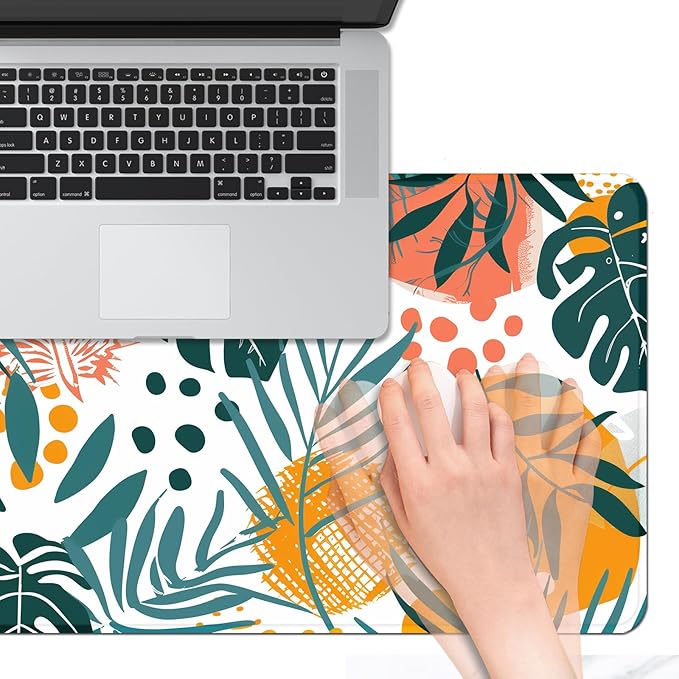 Tropical Leaves Large Mousepad 31.5 x 15.7 inch, XXL Waterproof Desk Mat Gaming Mouse Pad, Aesthetic Flowers Desktop Mat, Laptop Pad, Computer Writing Mat for Home Office Desk Decor