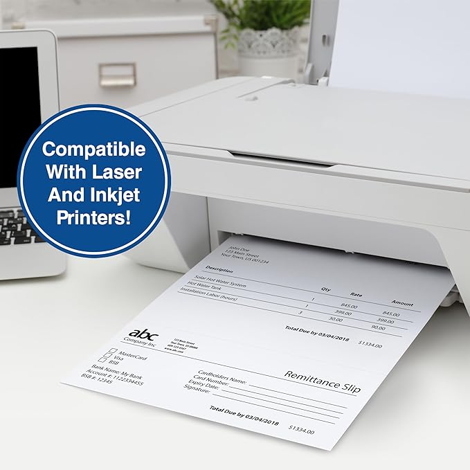 PrintWorks Professional 3 1/4" Horizontal Perforated Paper 8.5” x 11” - Perfect For W-2, 1099, & Statement Use - Made in the USA - 500 Sheets - 24 lb - Printer Compatible - White (04117)
