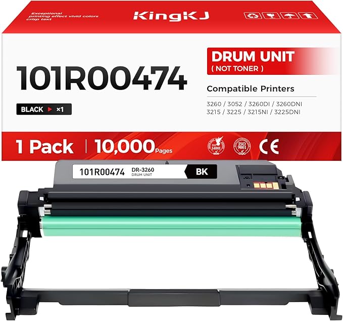 101R00474 Drum Unit (Not Toner)Black 1-Pack High-Yield Replacement for Xerox 3260 3215 Image-Drum Compatible for Xerox Phaser 3260 3052 3260DI 3260DNI WorkCentre 3215 3225 3215NI 3225DNI Laser Printer